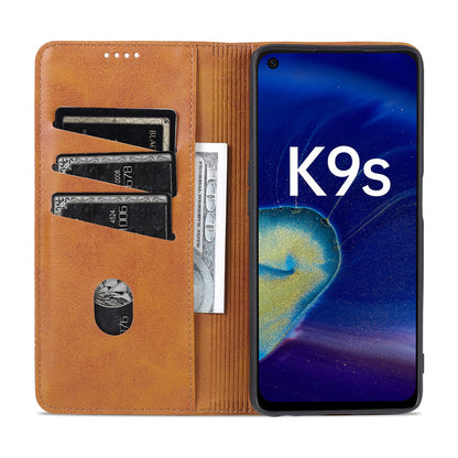 AZNS Well-protected Auto-absorbed Case Wallet Design Shockproof PU Leather Phone Stand Cover for Oppo K9s/Realme Q3s