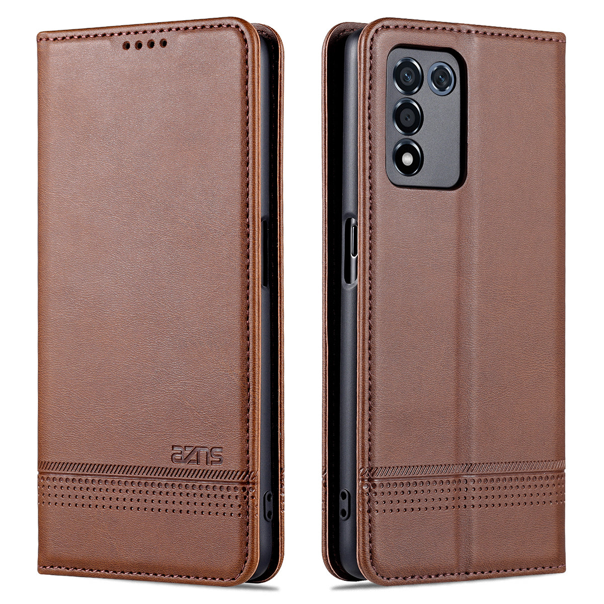 AZNS Well-protected Auto-absorbed Case Wallet Design Shockproof PU Leather Phone Stand Cover for Oppo K9s/Realme Q3s