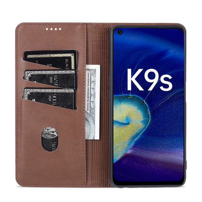 AZNS Well-protected Auto-absorbed Case Wallet Design Shockproof PU Leather Phone Stand Cover for Oppo K9s/Realme Q3s