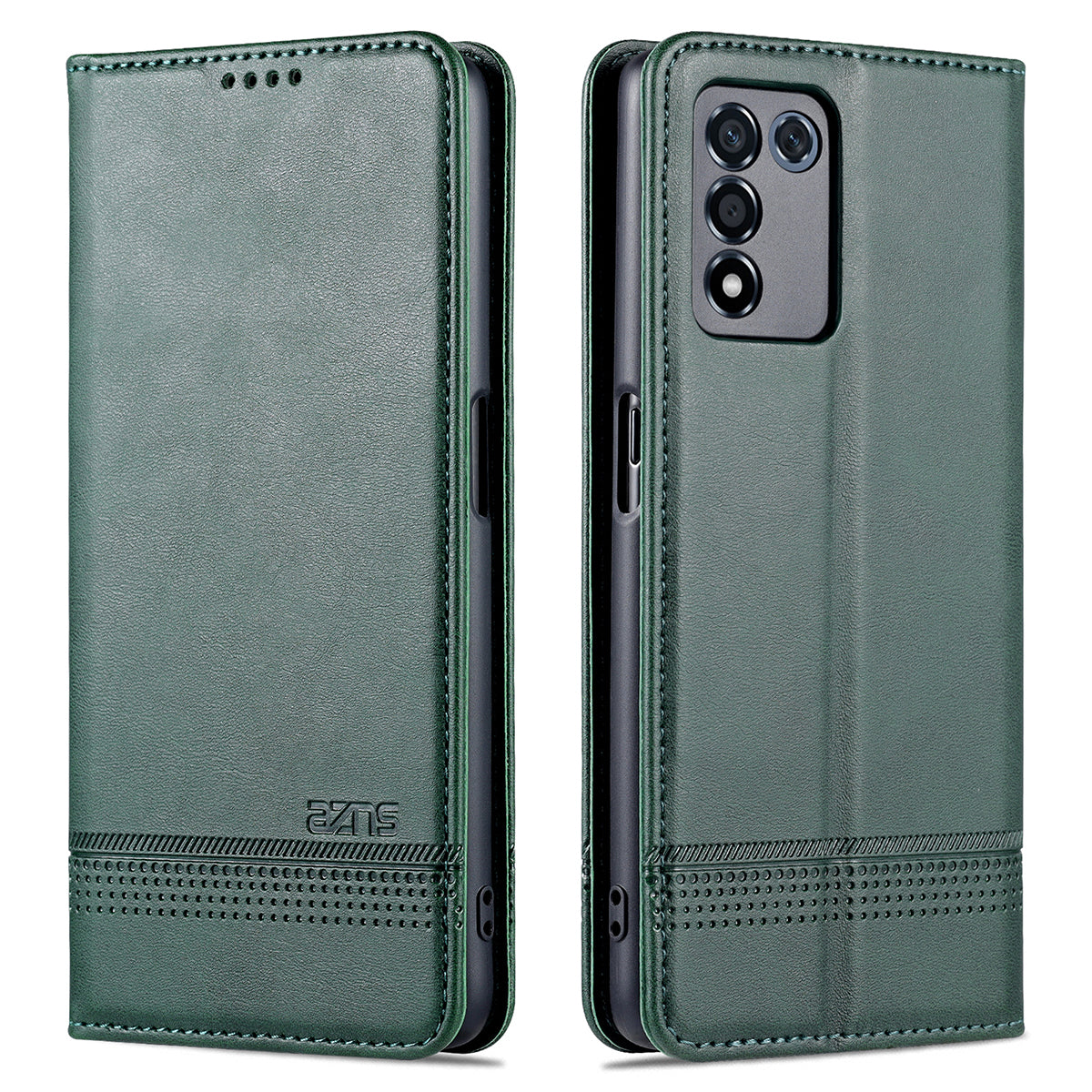 AZNS Well-protected Auto-absorbed Case Wallet Design Shockproof PU Leather Phone Stand Cover for Oppo K9s/Realme Q3s