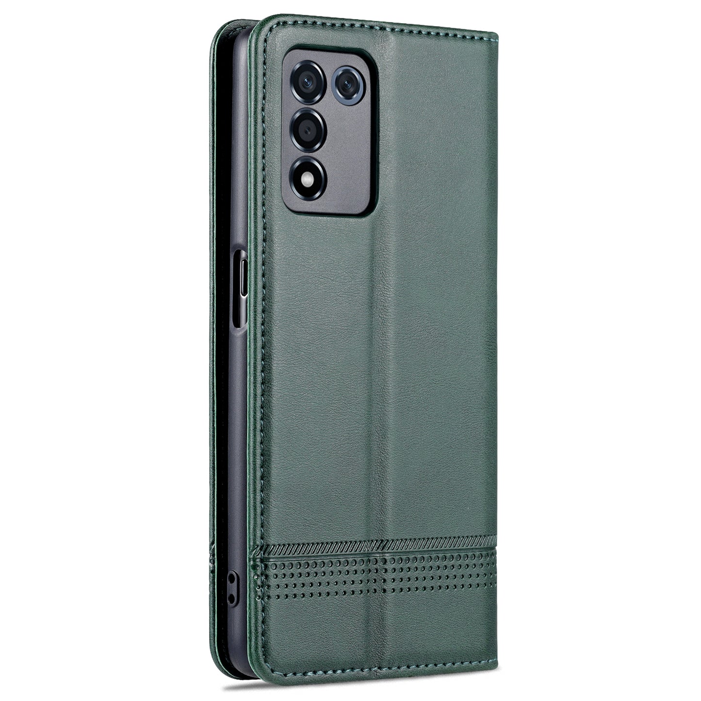 AZNS Well-protected Auto-absorbed Case Wallet Design Shockproof PU Leather Phone Stand Cover for Oppo K9s/Realme Q3s