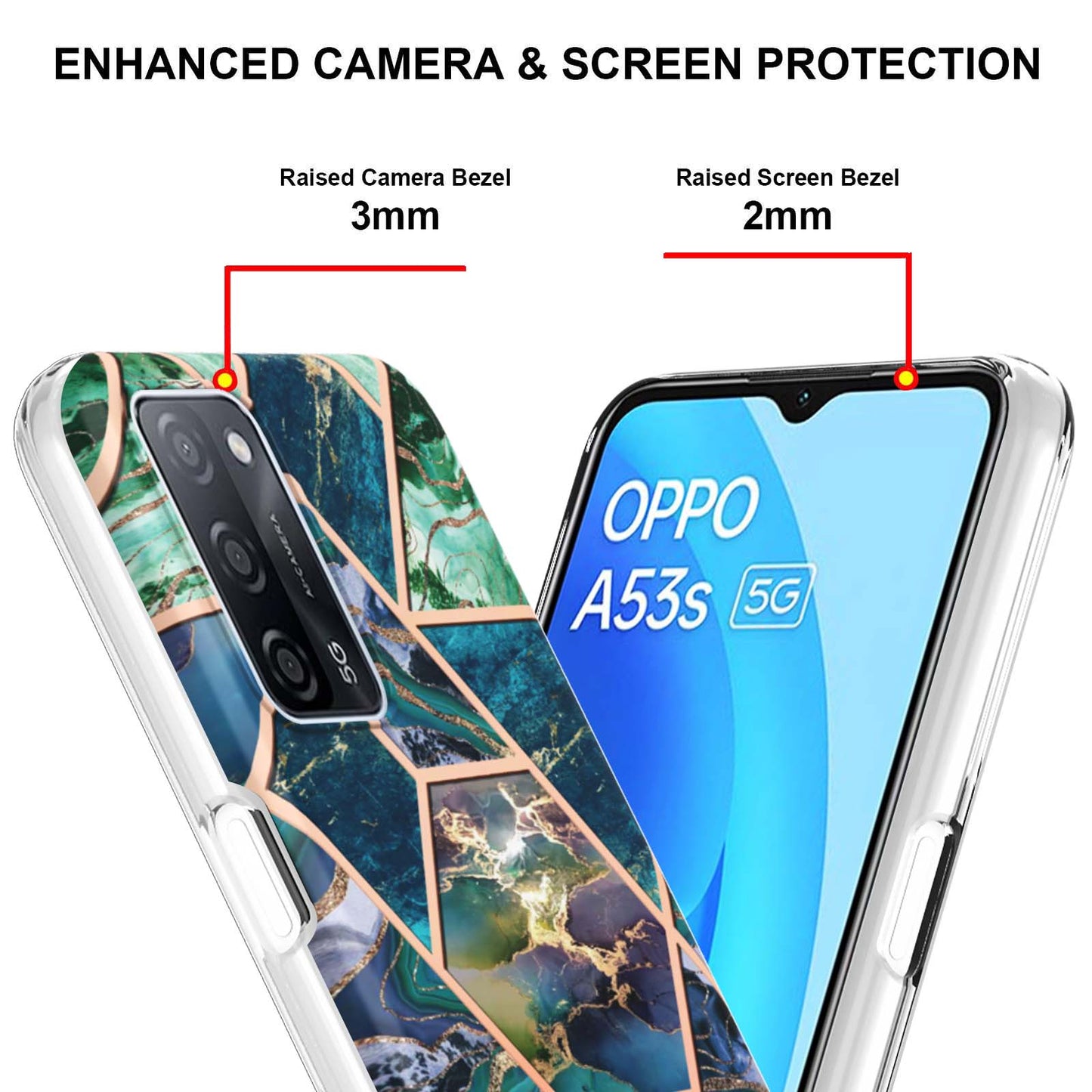 Marble Design IMD 2.0mm Soft TPU Luxury Electroplating Anti-fingerprint Protective Cover for Oppo A55 5G / A54 4G / A54s / A53s 5G / A16 / A16s