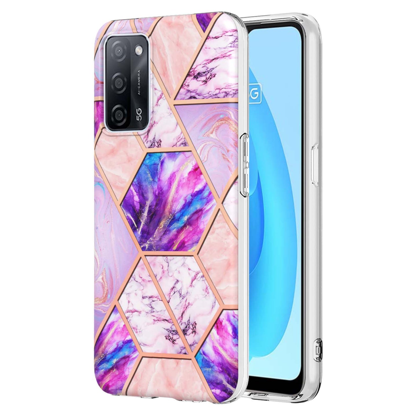 Marble Design IMD 2.0mm Soft TPU Luxury Electroplating Anti-fingerprint Protective Cover for Oppo A55 5G / A54 4G / A54s / A53s 5G / A16 / A16s