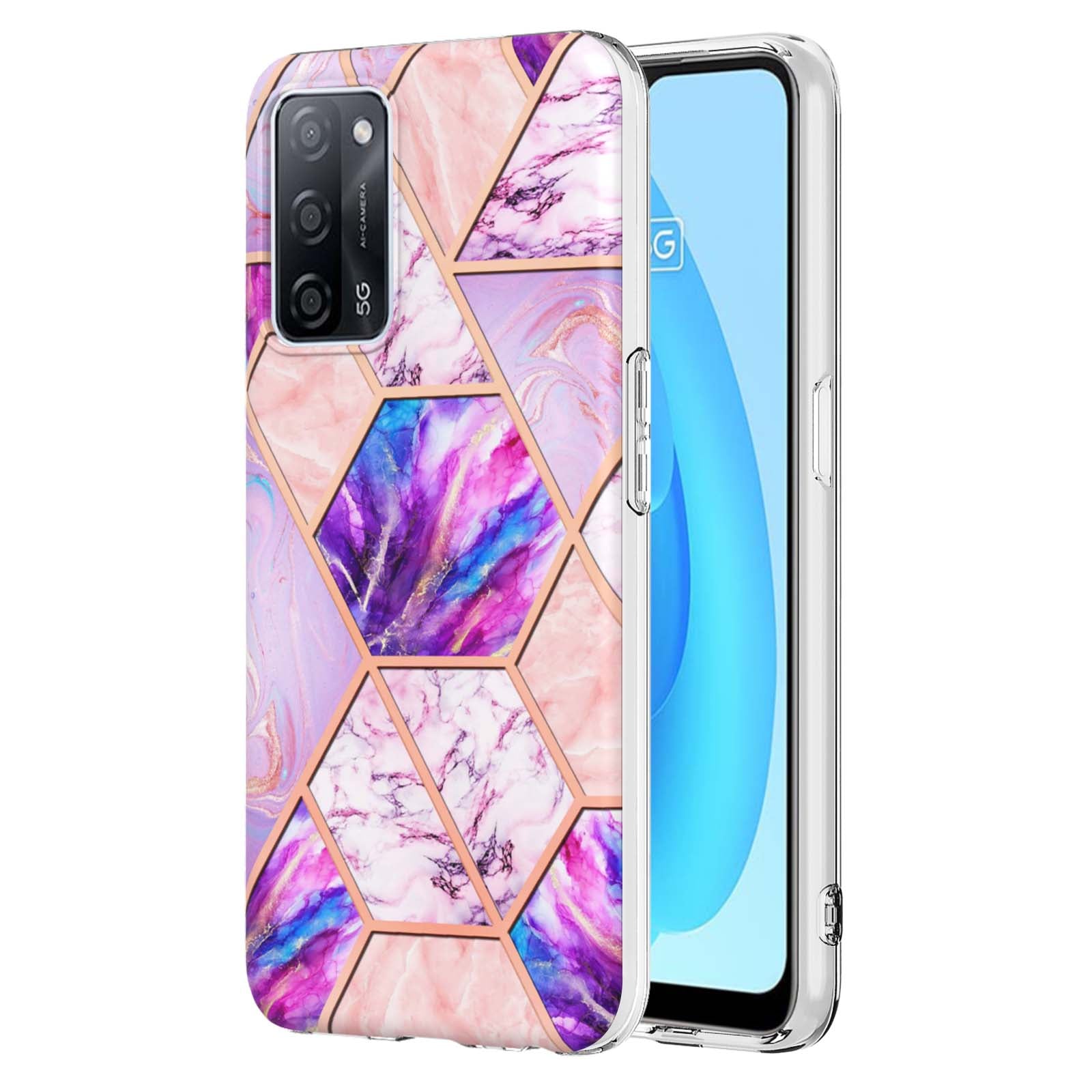 Marble Design IMD 2.0mm Soft TPU Luxury Electroplating Anti-fingerprint Protective Cover for Oppo A55 5G / A54 4G / A54s / A53s 5G / A16 / A16s