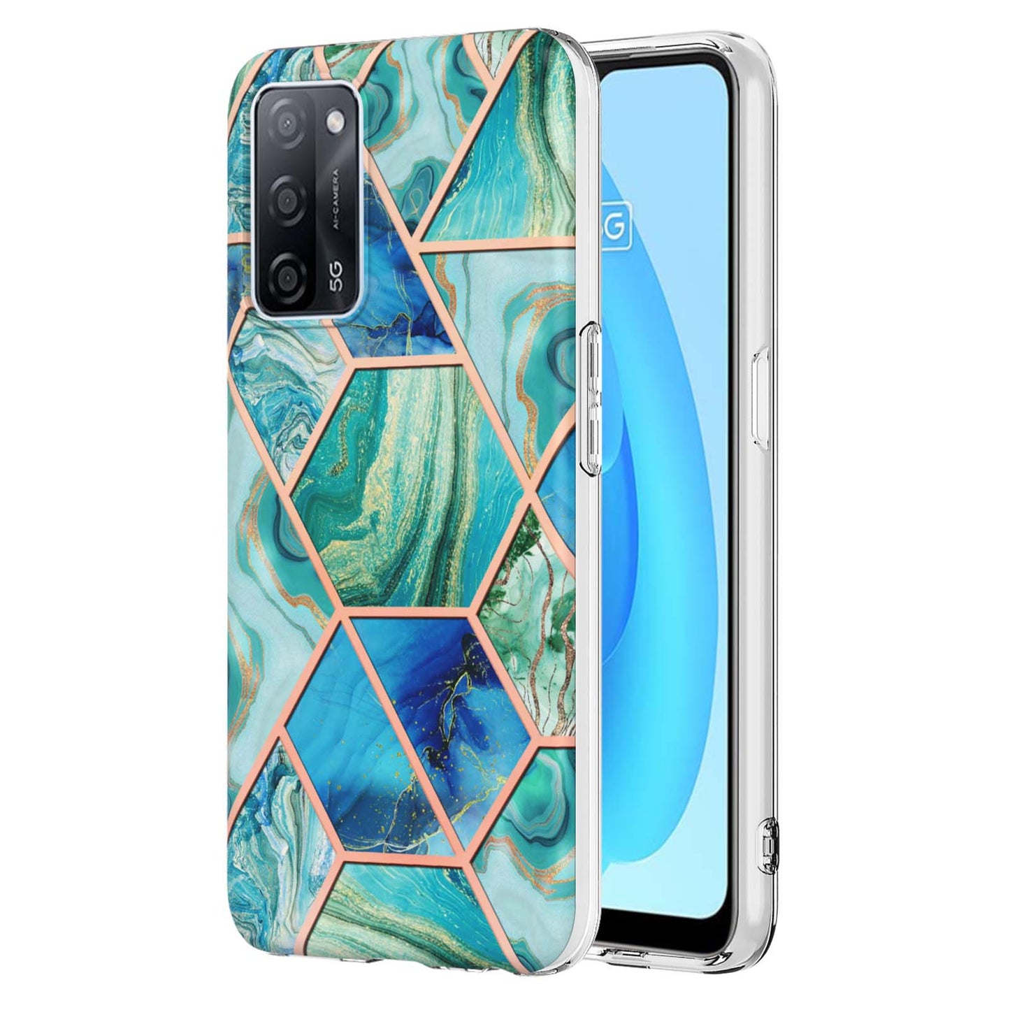 Marble Design IMD 2.0mm Soft TPU Luxury Electroplating Anti-fingerprint Protective Cover for Oppo A55 5G / A54 4G / A54s / A53s 5G / A16 / A16s