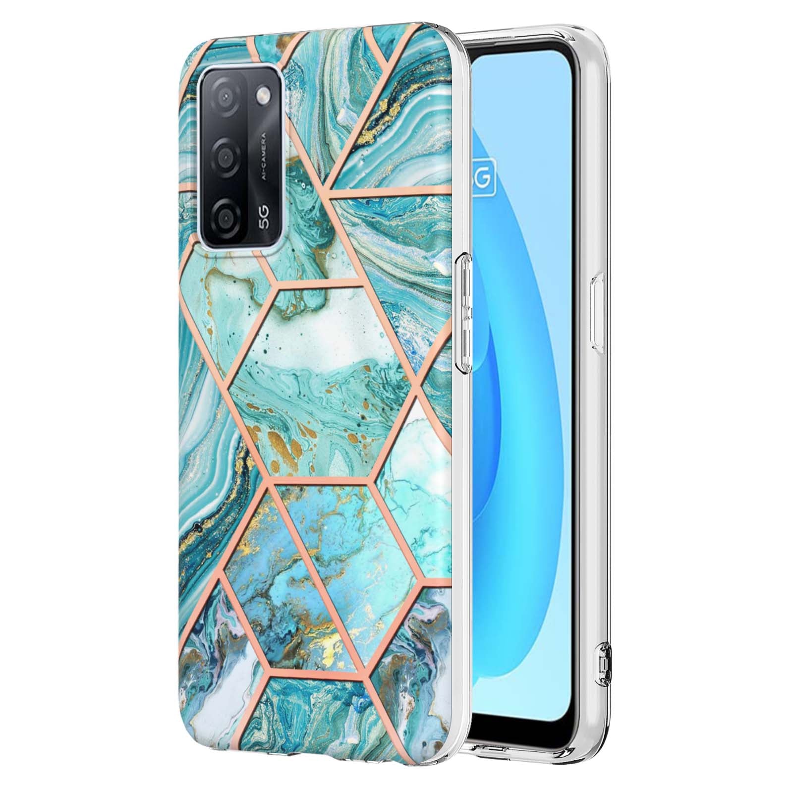 Marble Design IMD 2.0mm Soft TPU Luxury Electroplating Anti-fingerprint Protective Cover for Oppo A55 5G / A54 4G / A54s / A53s 5G / A16 / A16s