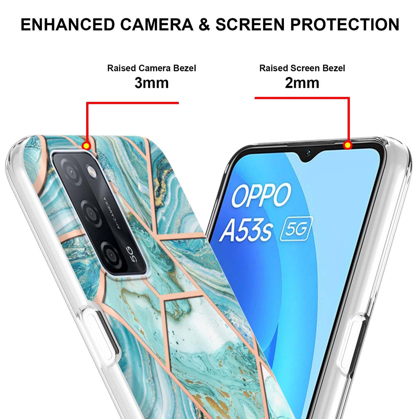 Marble Design IMD 2.0mm Soft TPU Luxury Electroplating Anti-fingerprint Protective Cover for Oppo A55 5G / A54 4G / A54s / A53s 5G / A16 / A16s