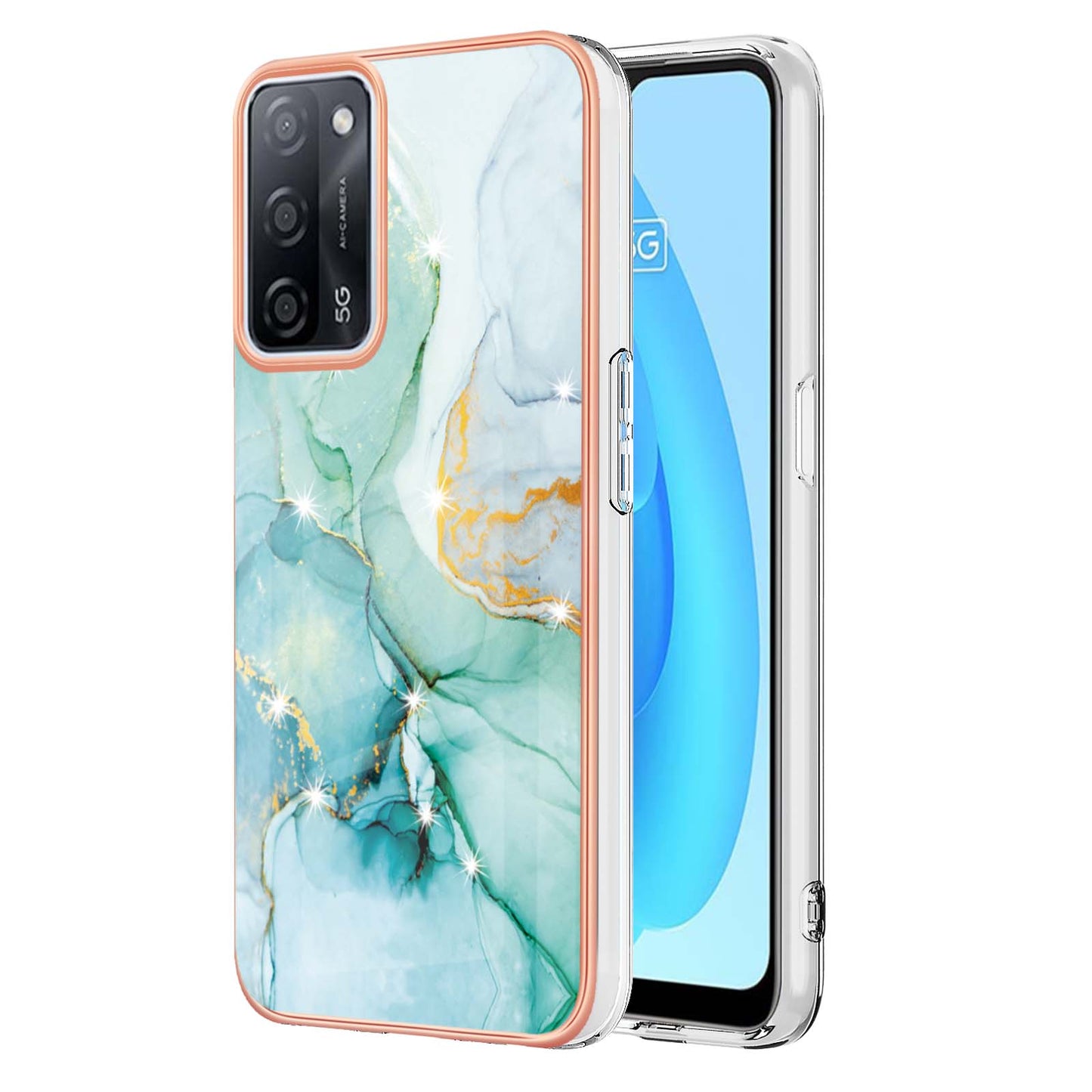 IMD IML Luxury Electroplate Edge Soft TPU Marble Style Phone Protective Case for Oppo A53s 5G / A55 5G / A54 4G / A54s / A16 / A16s