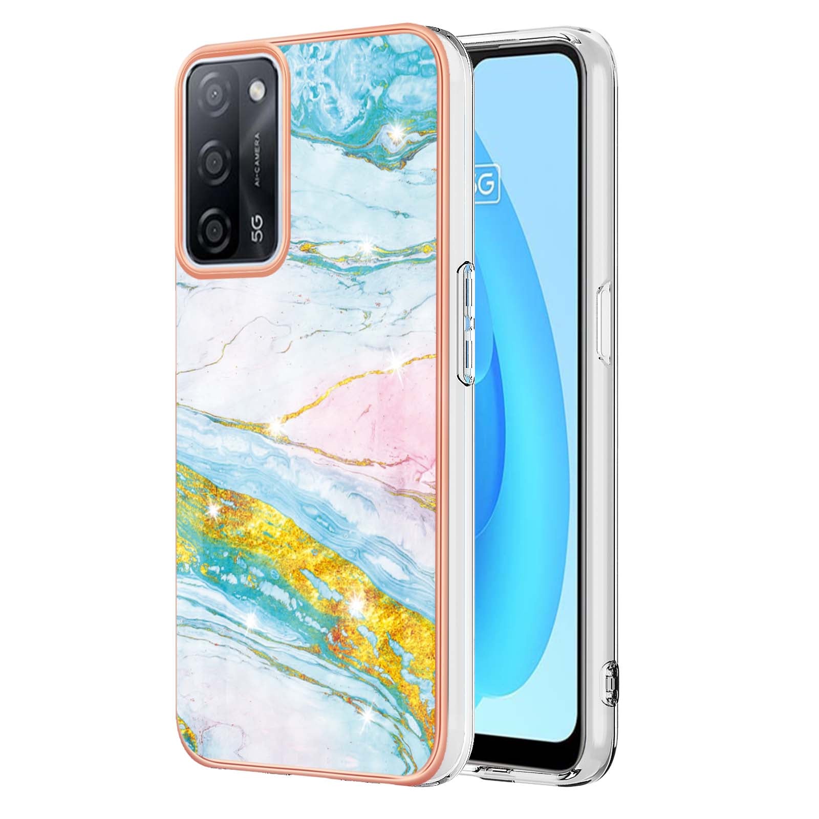 IMD IML Luxury Electroplate Edge Soft TPU Marble Style Phone Protective Case for Oppo A53s 5G / A55 5G / A54 4G / A54s / A16 / A16s