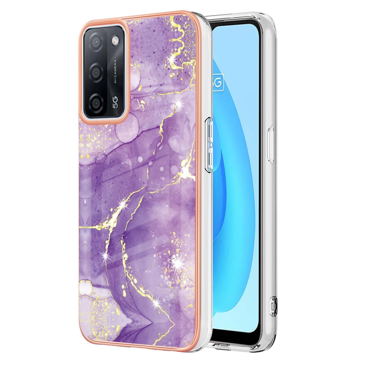 IMD IML Luxury Electroplate Edge Soft TPU Marble Style Phone Protective Case for Oppo A53s 5G / A55 5G / A54 4G / A54s / A16 / A16s