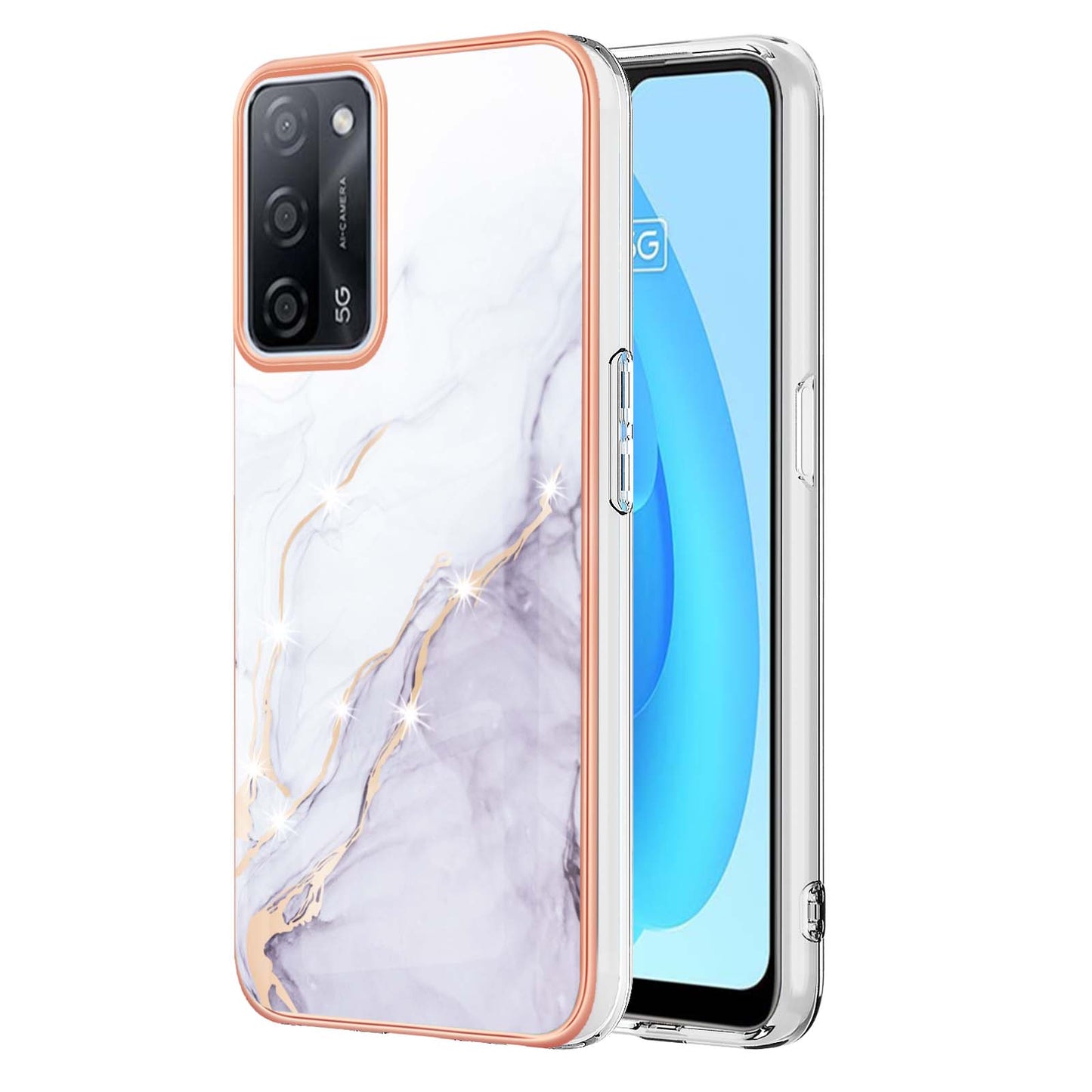 IMD IML Luxury Electroplate Edge Soft TPU Marble Style Phone Protective Case for Oppo A53s 5G / A55 5G / A54 4G / A54s / A16 / A16s