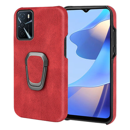 Durable Light Slim Hard Cover Textured PU Leather Coated PC Back Protective Case with Kickstand for Oppo A16/A16s/A54s