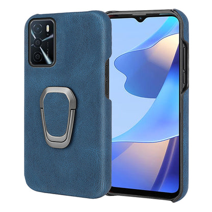 Durable Light Slim Hard Cover Textured PU Leather Coated PC Back Protective Case with Kickstand for Oppo A16/A16s/A54s