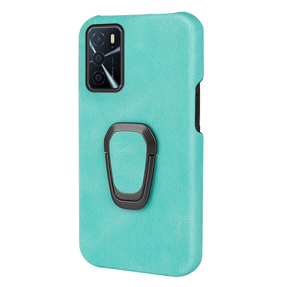 Durable Light Slim Hard Cover Textured PU Leather Coated PC Back Protective Case with Kickstand for Oppo A16/A16s/A54s