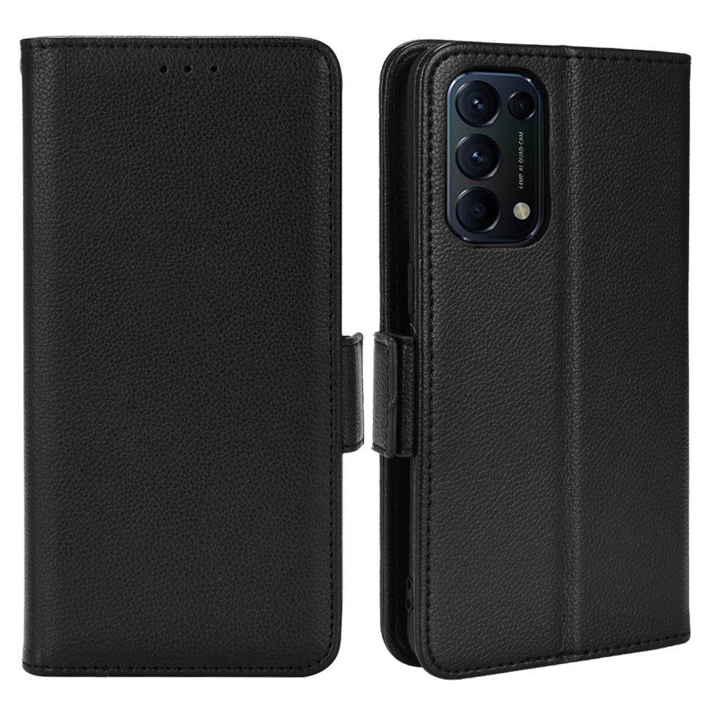 PU Leather + TPU Phone Case Stand Wallet Function Litchi Texture Shell for Oppo Reno5 4G/5G/Reno5 K/Find X3 Lite