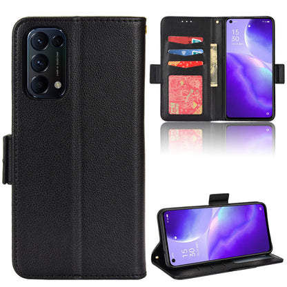 PU Leather + TPU Phone Case Stand Wallet Function Litchi Texture Shell for Oppo Reno5 4G/5G/Reno5 K/Find X3 Lite