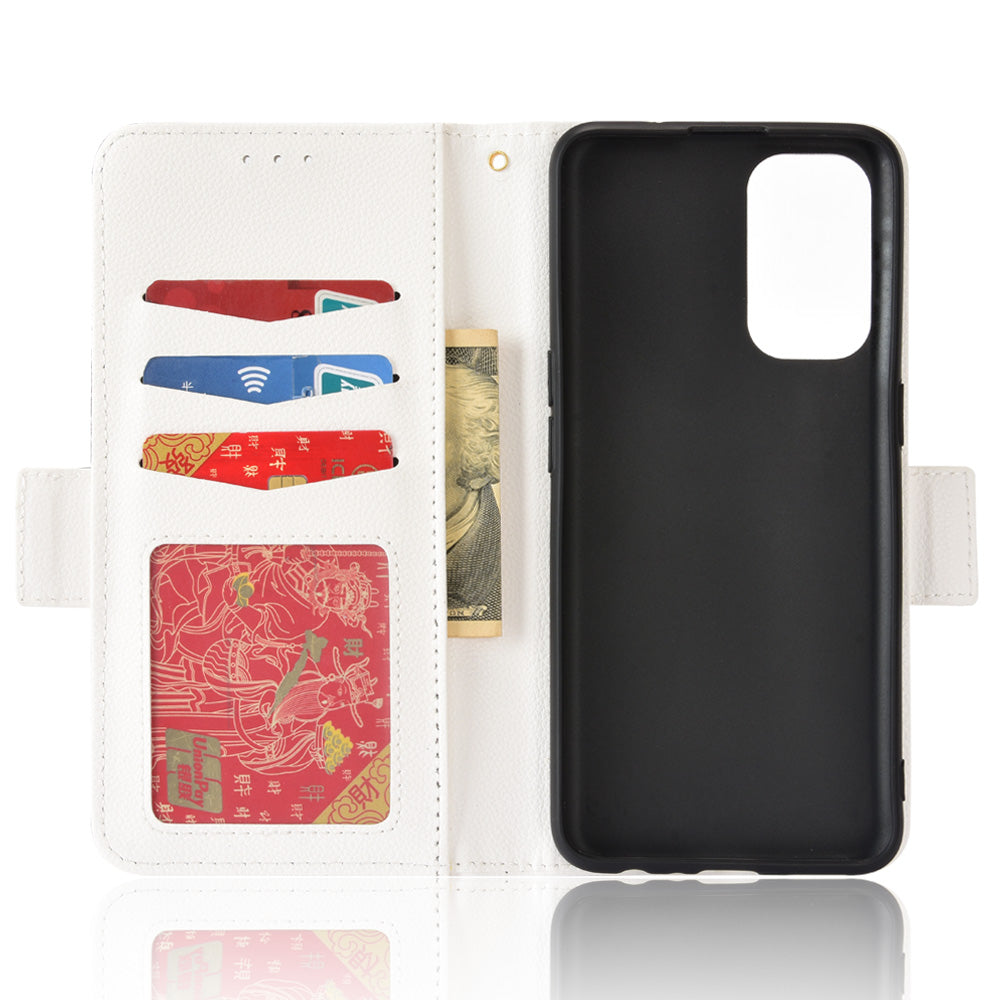 PU Leather + TPU Phone Case Stand Wallet Function Litchi Texture Shell for Oppo Reno5 4G/5G/Reno5 K/Find X3 Lite