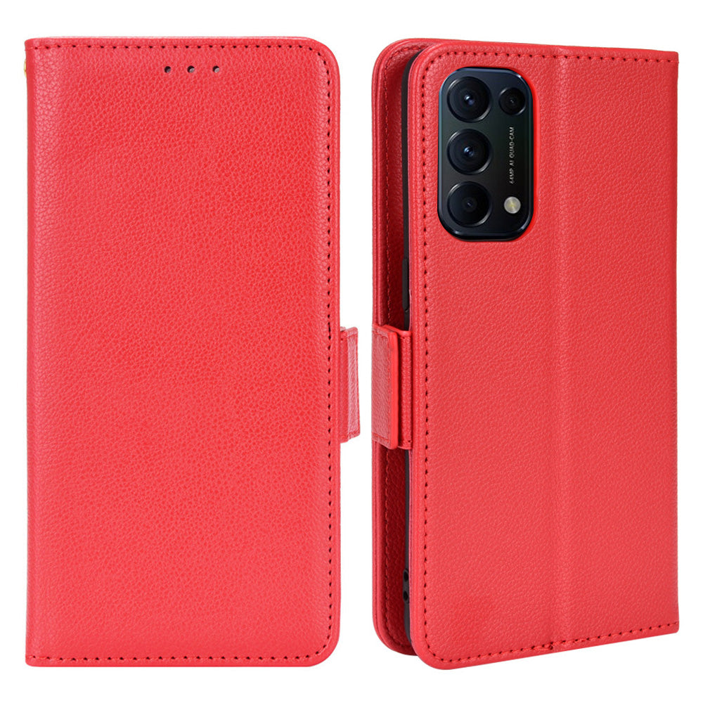 PU Leather + TPU Phone Case Stand Wallet Function Litchi Texture Shell for Oppo Reno5 4G/5G/Reno5 K/Find X3 Lite