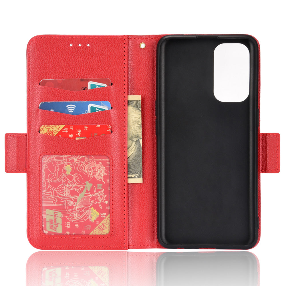 PU Leather + TPU Phone Case Stand Wallet Function Litchi Texture Shell for Oppo Reno5 4G/5G/Reno5 K/Find X3 Lite