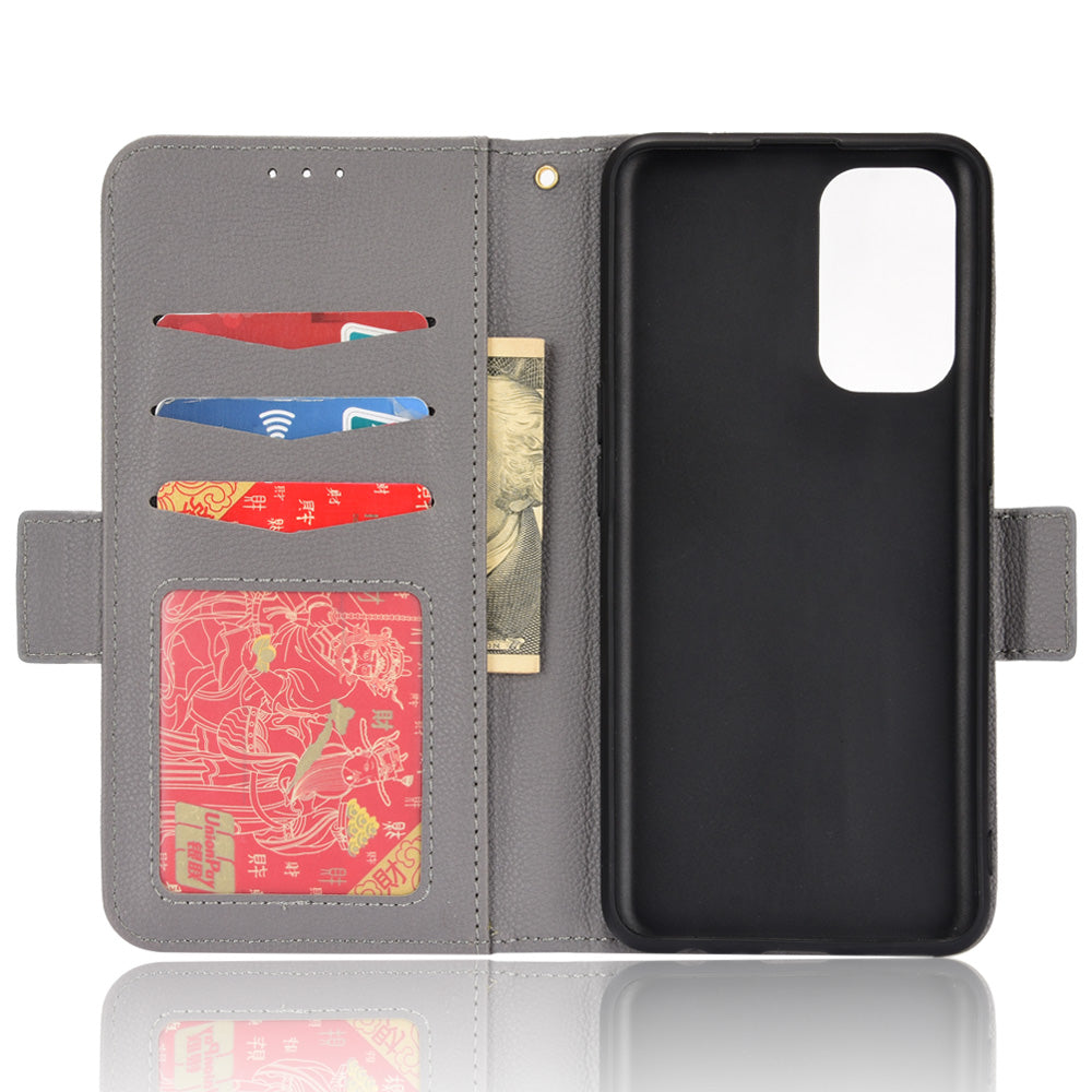 PU Leather + TPU Phone Case Stand Wallet Function Litchi Texture Shell for Oppo Reno5 4G/5G/Reno5 K/Find X3 Lite