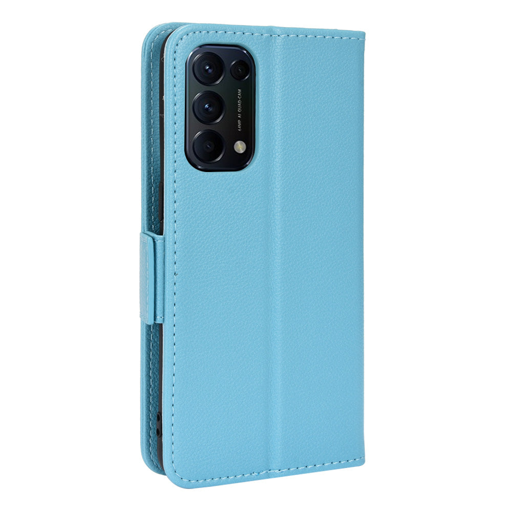 PU Leather + TPU Phone Case Stand Wallet Function Litchi Texture Shell for Oppo Reno5 4G/5G/Reno5 K/Find X3 Lite