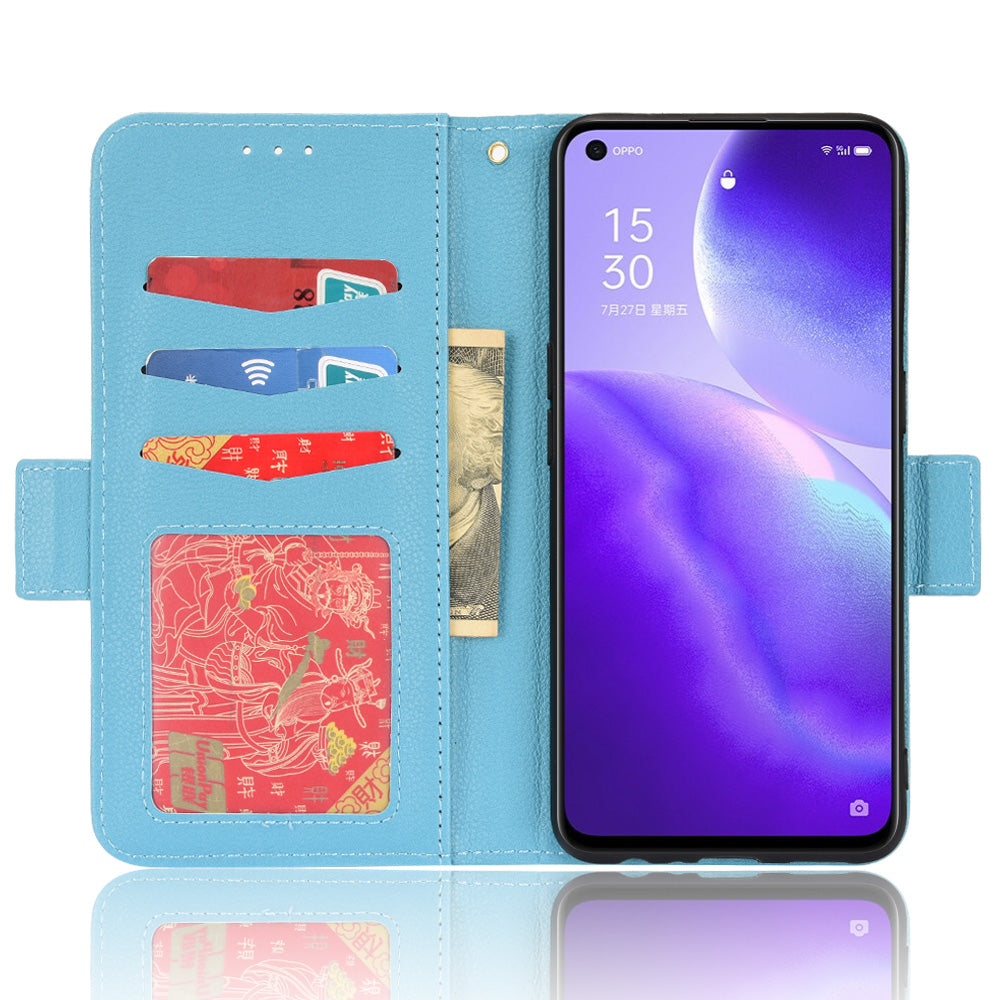 PU Leather + TPU Phone Case Stand Wallet Function Litchi Texture Shell for Oppo Reno5 4G/5G/Reno5 K/Find X3 Lite