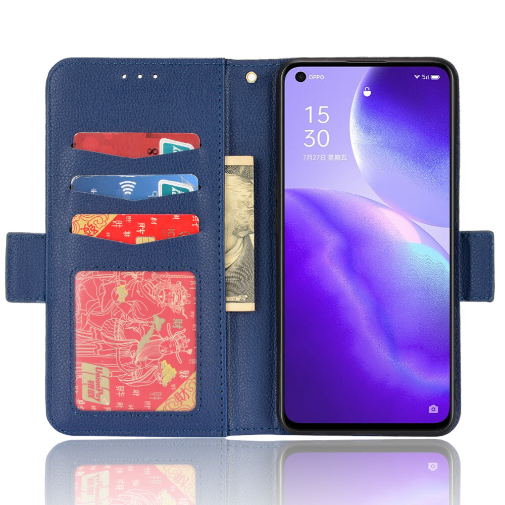 PU Leather + TPU Phone Case Stand Wallet Function Litchi Texture Shell for Oppo Reno5 4G/5G/Reno5 K/Find X3 Lite