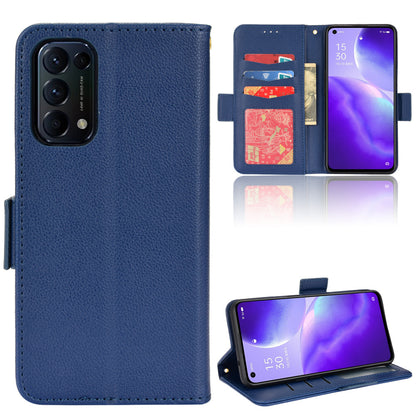 PU Leather + TPU Phone Case Stand Wallet Function Litchi Texture Shell for Oppo Reno5 4G/5G/Reno5 K/Find X3 Lite