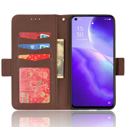 PU Leather + TPU Phone Case Stand Wallet Function Litchi Texture Shell for Oppo Reno5 4G/5G/Reno5 K/Find X3 Lite