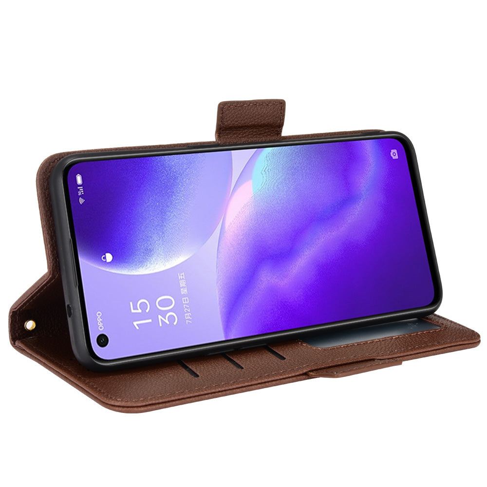 PU Leather + TPU Phone Case Stand Wallet Function Litchi Texture Shell for Oppo Reno5 4G/5G/Reno5 K/Find X3 Lite