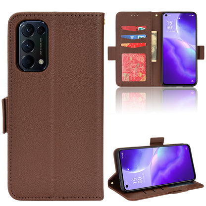 PU Leather + TPU Phone Case Stand Wallet Function Litchi Texture Shell for Oppo Reno5 4G/5G/Reno5 K/Find X3 Lite