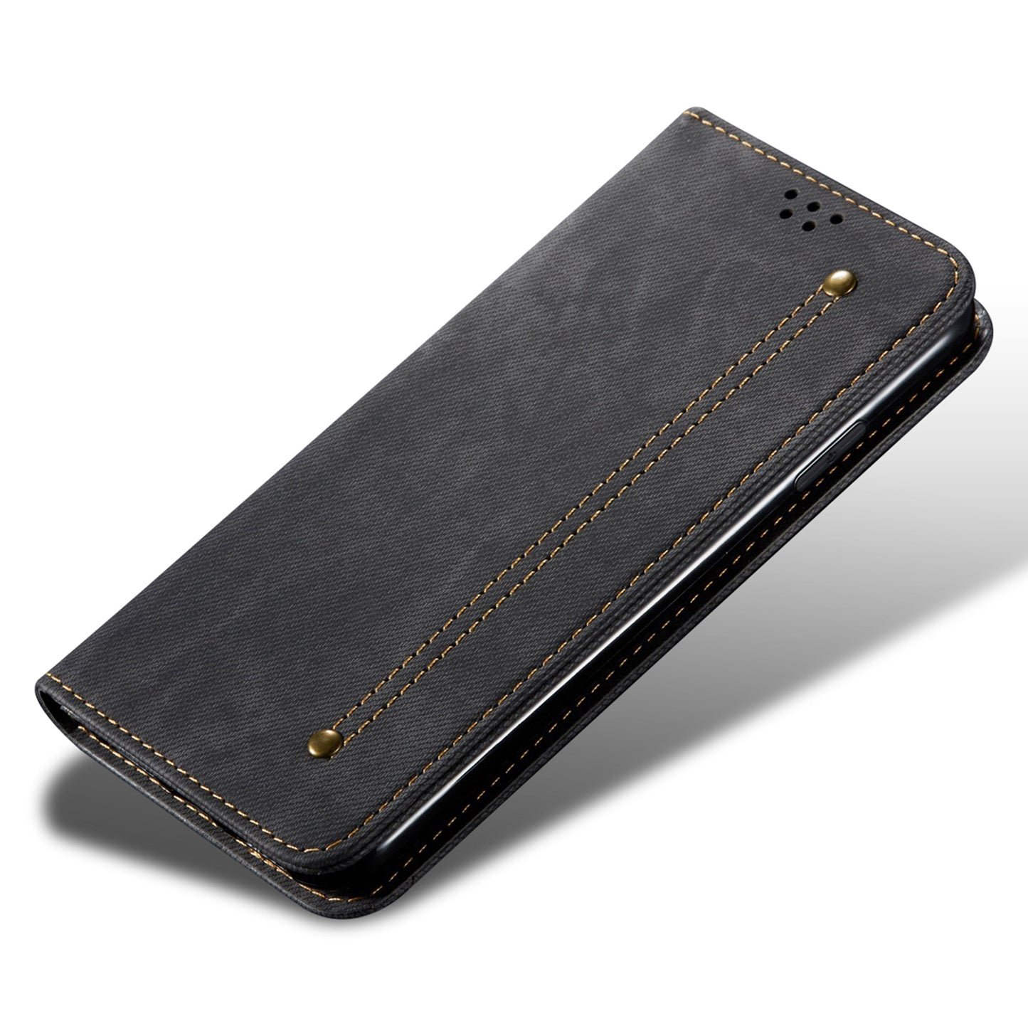 All-round Protection Jeans Cloth Texture PU Leather Flip Case Wallet Stand TPU Inner Shell Phone Cover for Oppo A35/A15/A15s