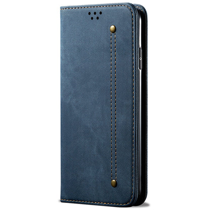 All-round Protection Jeans Cloth Texture PU Leather Flip Case Wallet Stand TPU Inner Shell Phone Cover for Oppo A35/A15/A15s