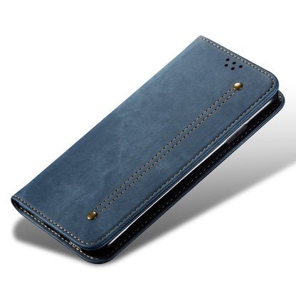 All-round Protection Jeans Cloth Texture PU Leather Flip Case Wallet Stand TPU Inner Shell Phone Cover for Oppo A35/A15/A15s