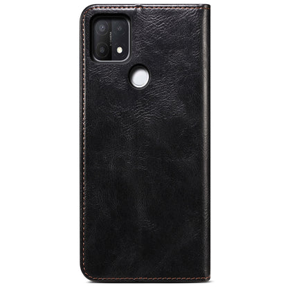 Magnetic Absorption Waxy Crazy Horse Texture PU Leather Wallet Case Stand Phone Cover for Oppo A35/A15/A15s