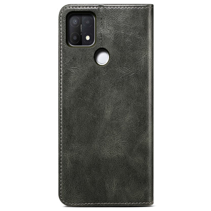 Magnetic Absorption Waxy Crazy Horse Texture PU Leather Wallet Case Stand Phone Cover for Oppo A35/A15/A15s