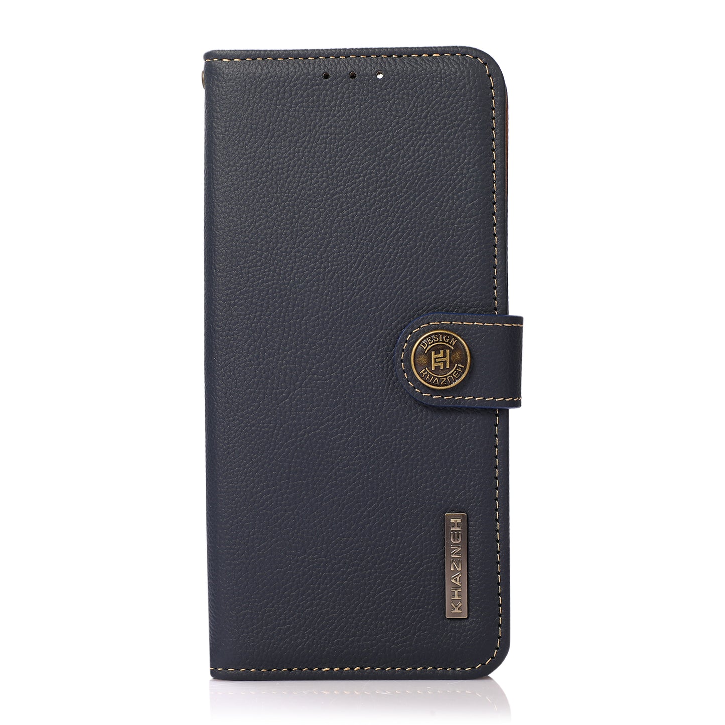 KHAZNEH RFID Blocking Top Layer Genuine Leather Wallet Case Shockproof TPU Shell with Stand for Oppo Reno7 5G (China)