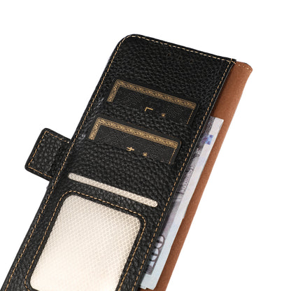 KHAZNEH RFID Blocking Wallet Phone Case Litchi Texture Top Layer Genuine Leather Stand Cover for Oppo Reno7 5G (China)