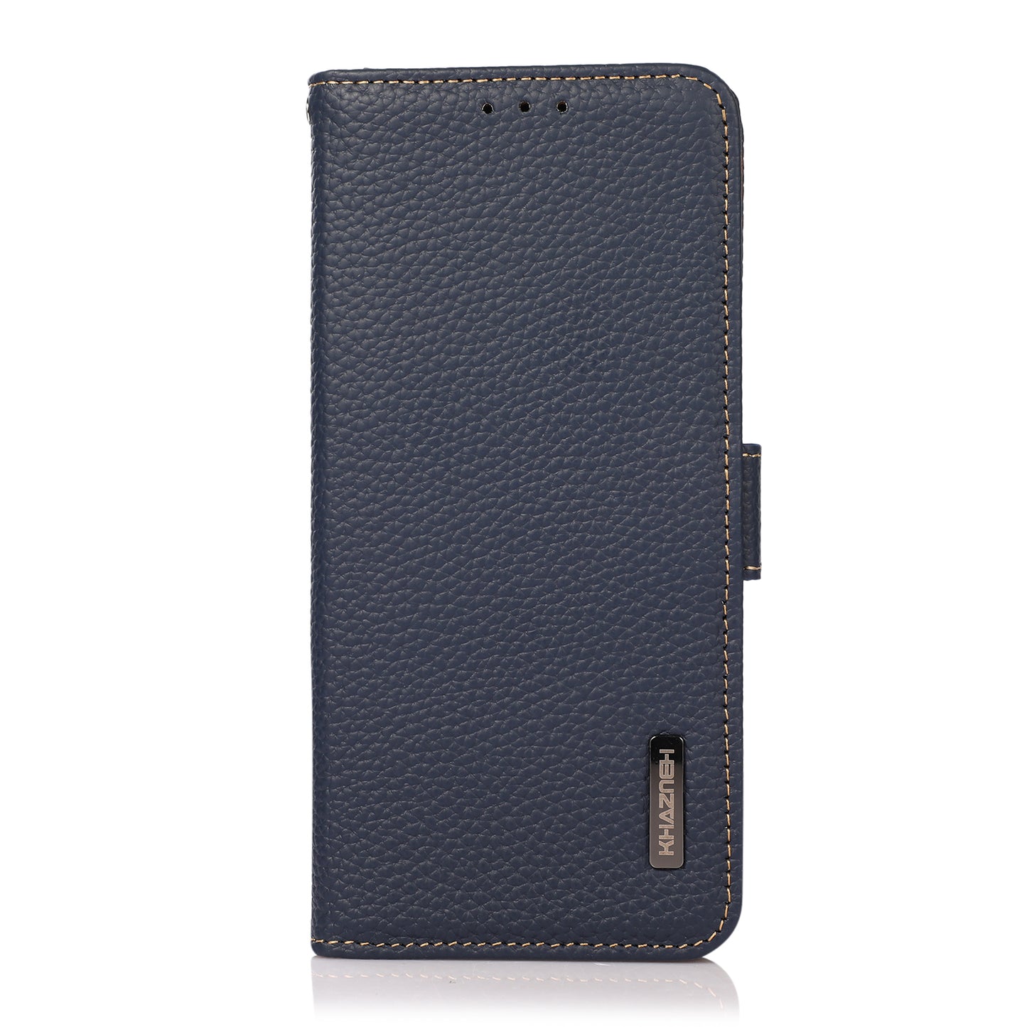 KHAZNEH RFID Blocking Wallet Phone Case Litchi Texture Top Layer Genuine Leather Stand Cover for Oppo Reno7 5G (China)