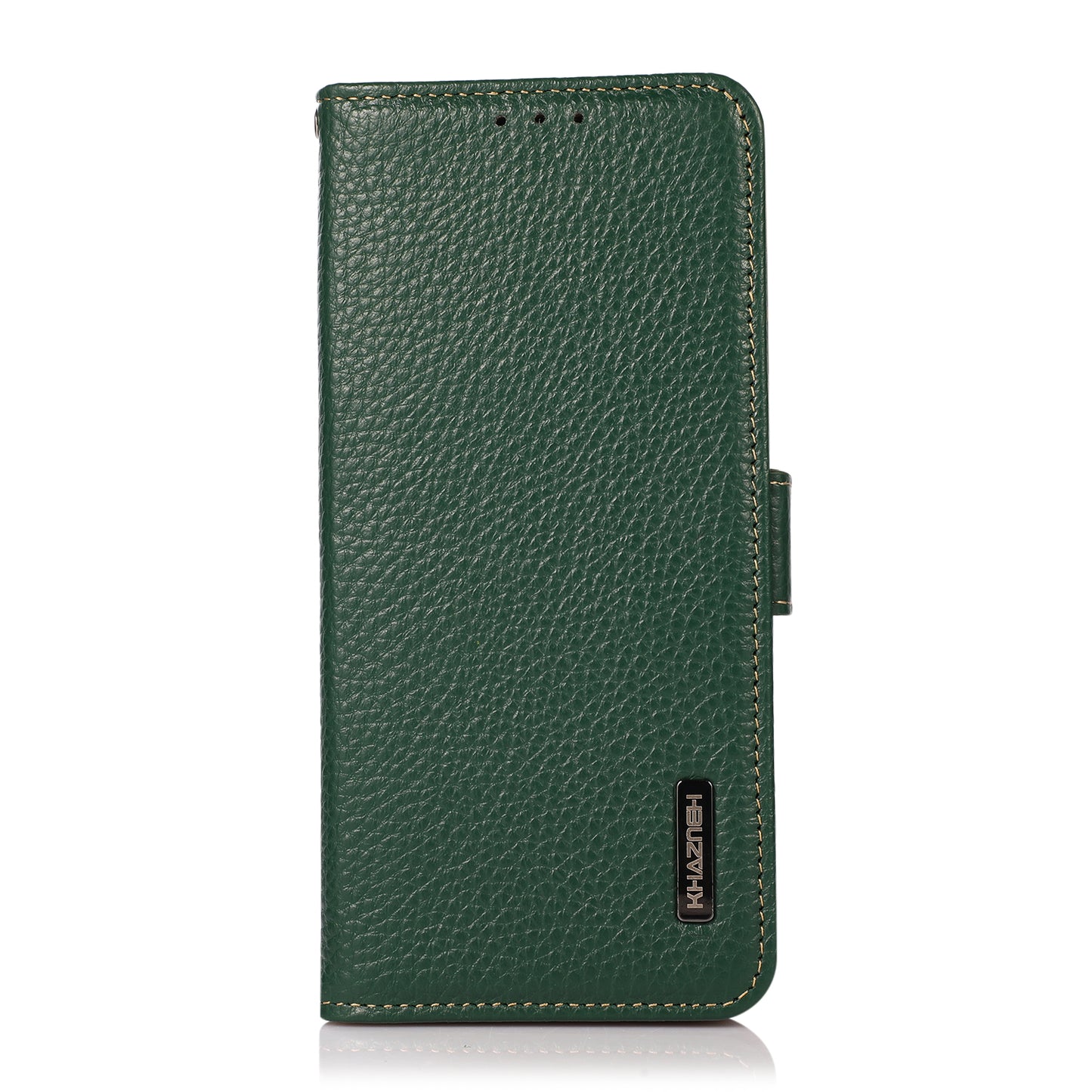 KHAZNEH RFID Blocking Wallet Phone Case Litchi Texture Top Layer Genuine Leather Stand Cover for Oppo Reno7 5G (China)