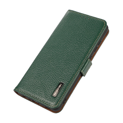 KHAZNEH RFID Blocking Wallet Phone Case Litchi Texture Top Layer Genuine Leather Stand Cover for Oppo Reno7 5G (China)