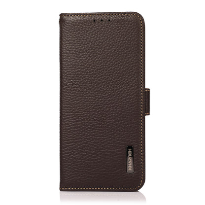 KHAZNEH RFID Blocking Wallet Phone Case Litchi Texture Top Layer Genuine Leather Stand Cover for Oppo Reno7 5G (China)