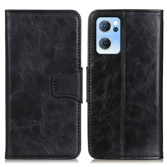 Scratch-resistant Drop-proof Crazy Horse Texture Split Leather + TPU Phone Cover Stand Case with Wallet for Oppo Reno7 5G (China)