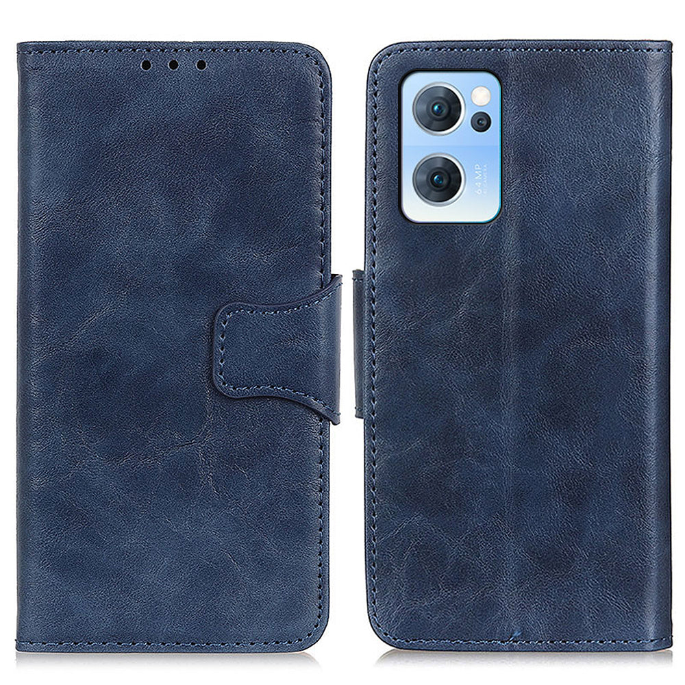 Scratch-resistant Drop-proof Crazy Horse Texture Split Leather + TPU Phone Cover Stand Case with Wallet for Oppo Reno7 5G (China)