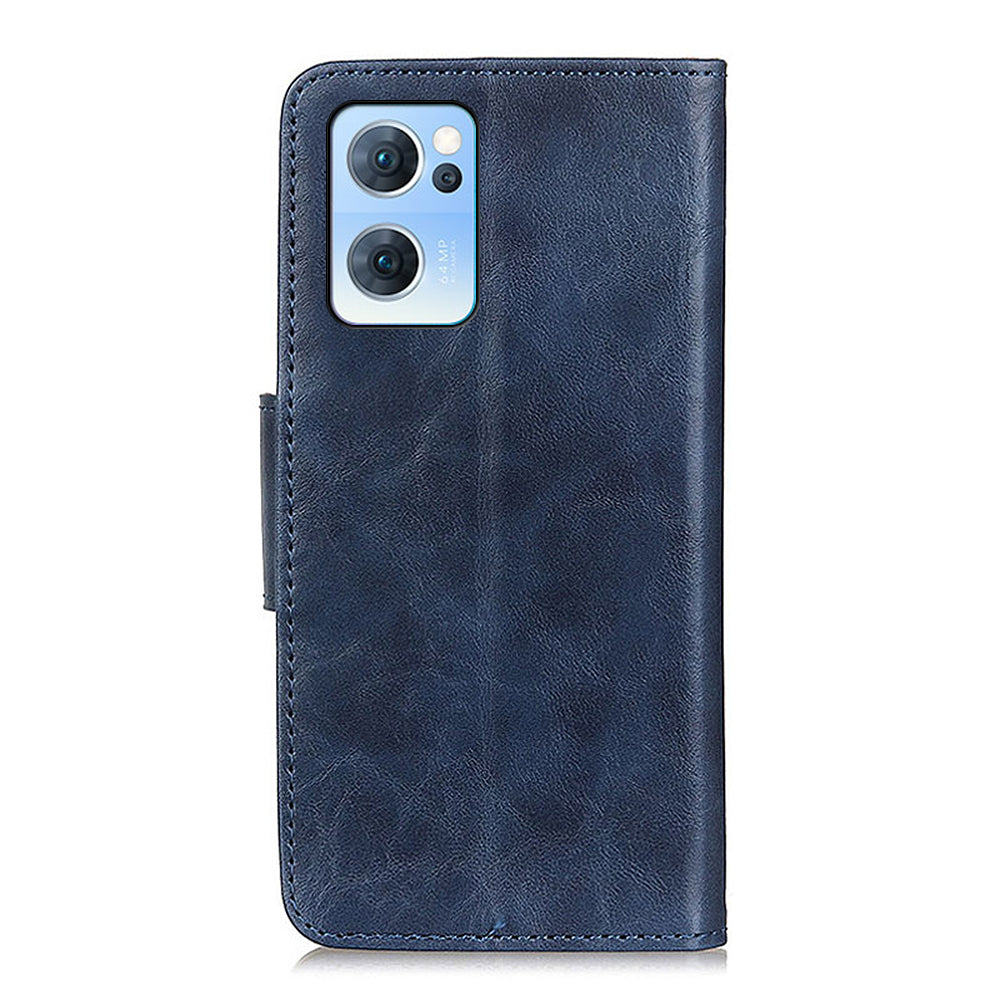 Scratch-resistant Drop-proof Crazy Horse Texture Split Leather + TPU Phone Cover Stand Case with Wallet for Oppo Reno7 5G (China)