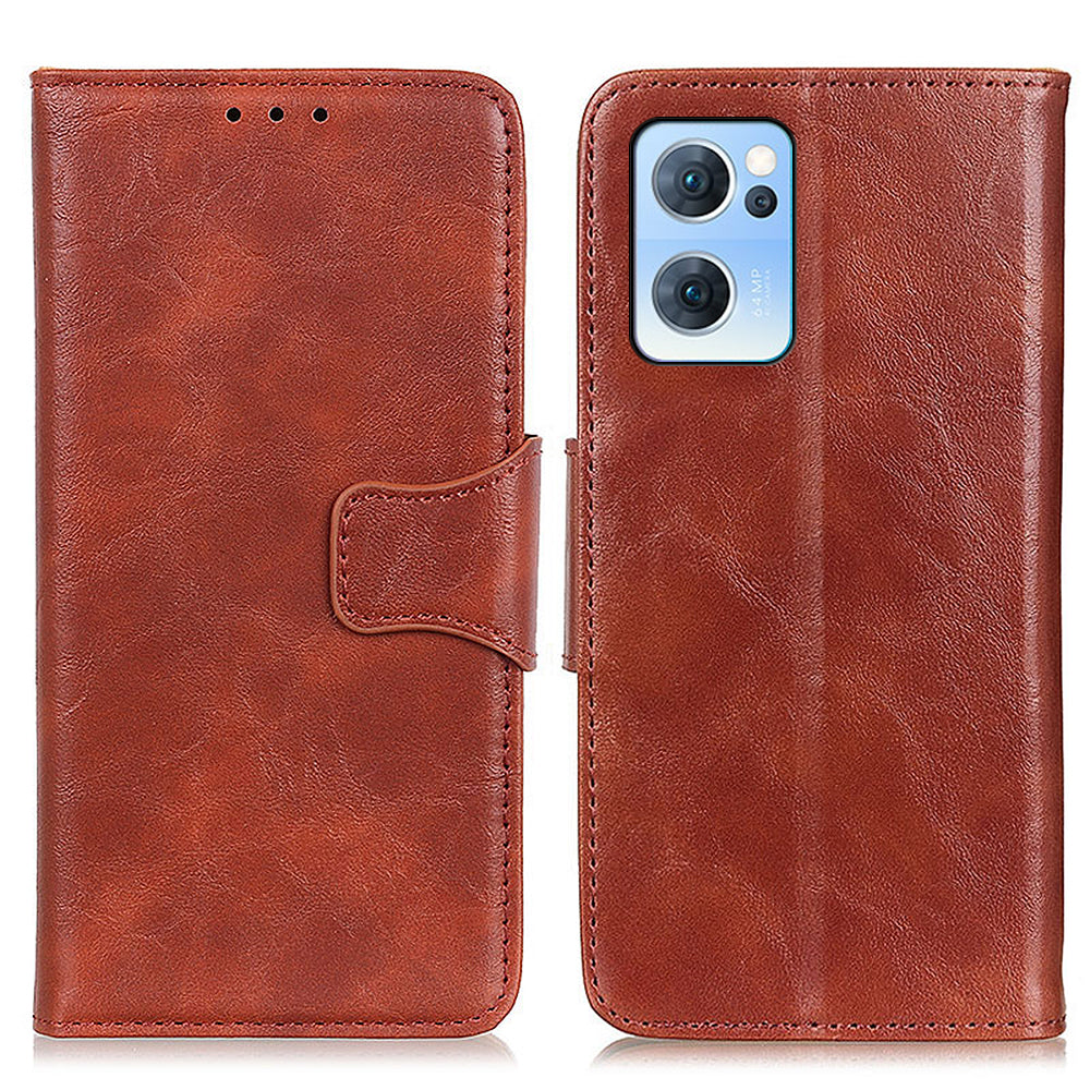 Scratch-resistant Drop-proof Crazy Horse Texture Split Leather + TPU Phone Cover Stand Case with Wallet for Oppo Reno7 5G (China)