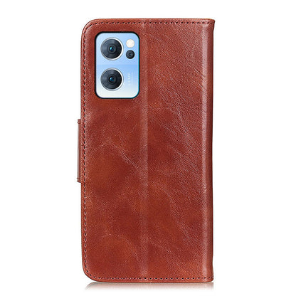 Scratch-resistant Drop-proof Crazy Horse Texture Split Leather + TPU Phone Cover Stand Case with Wallet for Oppo Reno7 5G (China)