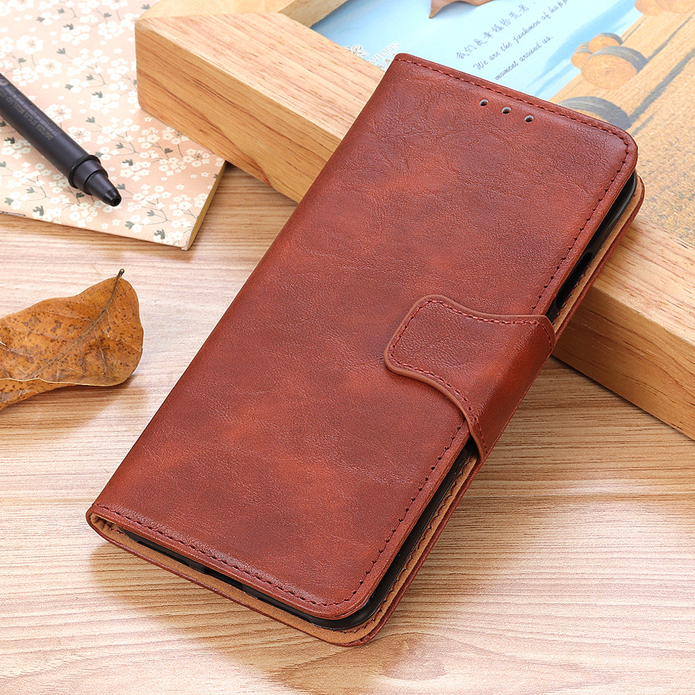 Scratch-resistant Drop-proof Crazy Horse Texture Split Leather + TPU Phone Cover Stand Case with Wallet for Oppo Reno7 5G (China)