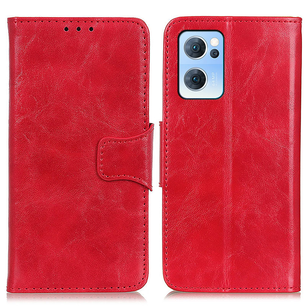 Scratch-resistant Drop-proof Crazy Horse Texture Split Leather + TPU Phone Cover Stand Case with Wallet for Oppo Reno7 5G (China)