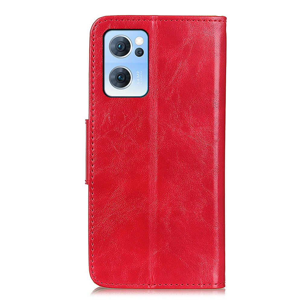 Scratch-resistant Drop-proof Crazy Horse Texture Split Leather + TPU Phone Cover Stand Case with Wallet for Oppo Reno7 5G (China)